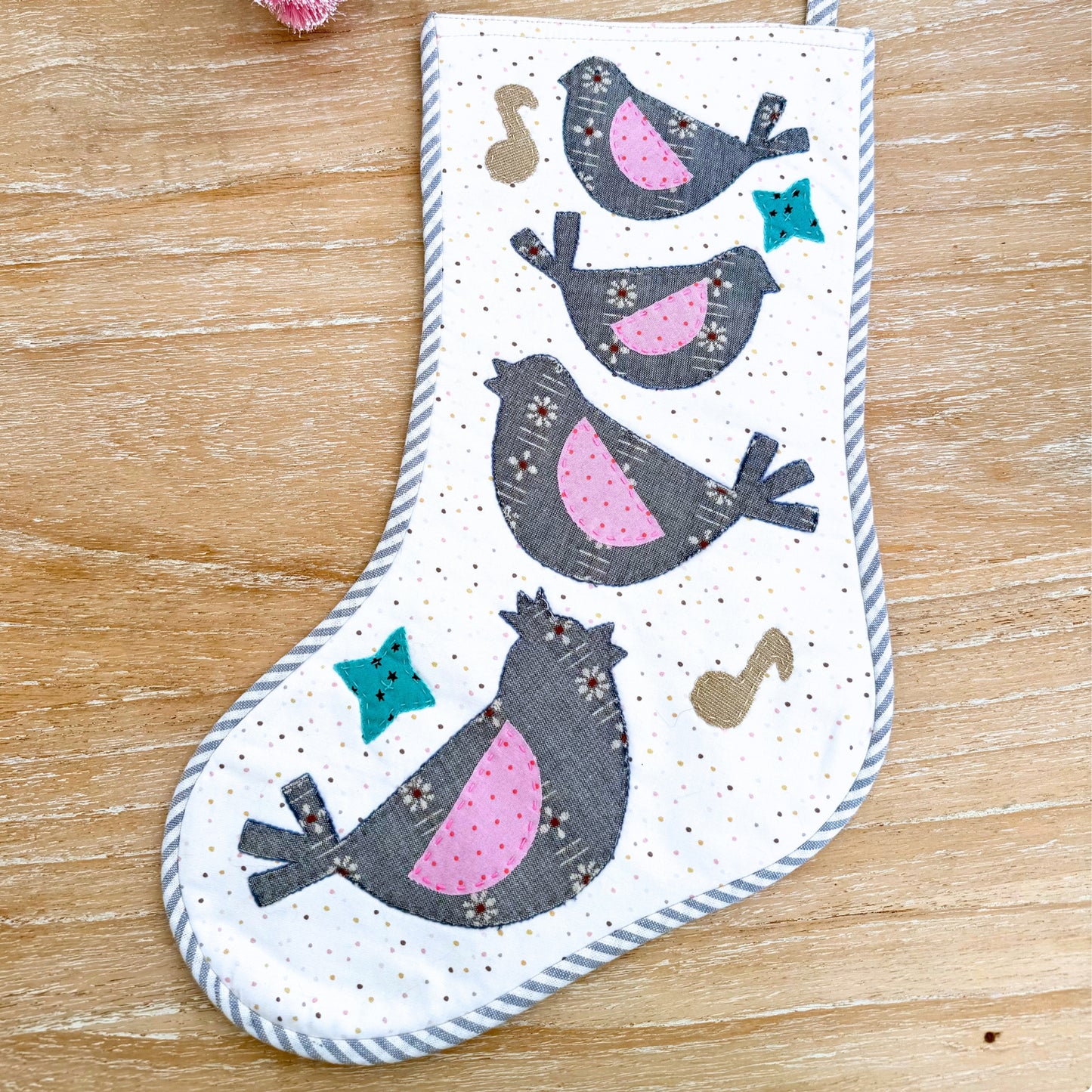 Four Calling Birds Stocking PDF Pattern – 12 Days Stocking Series #1