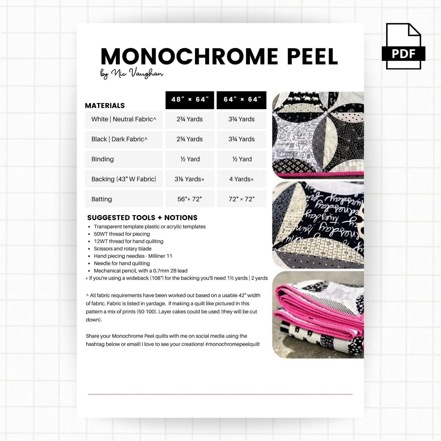 Monochrome Peel QuiltCraftapalooza DesignsPDF Pattern