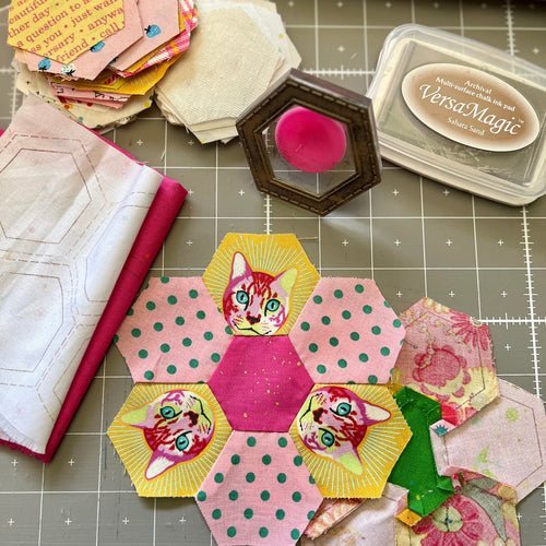 All About Hexagon Stamps and Hand Piecing Hexagons (paper free EPP!) - Craftapalooza Designs