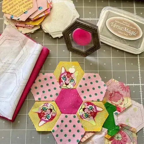 All About Hexagon Stamps and Hand Piecing Hexagons (paper free EPP!) - Craftapalooza Designs