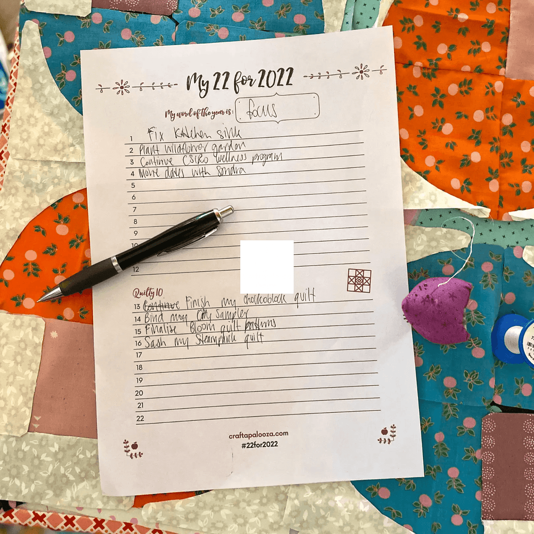 Nope to new year's resolutions, but how about a list of aims - Craftapalooza Designs