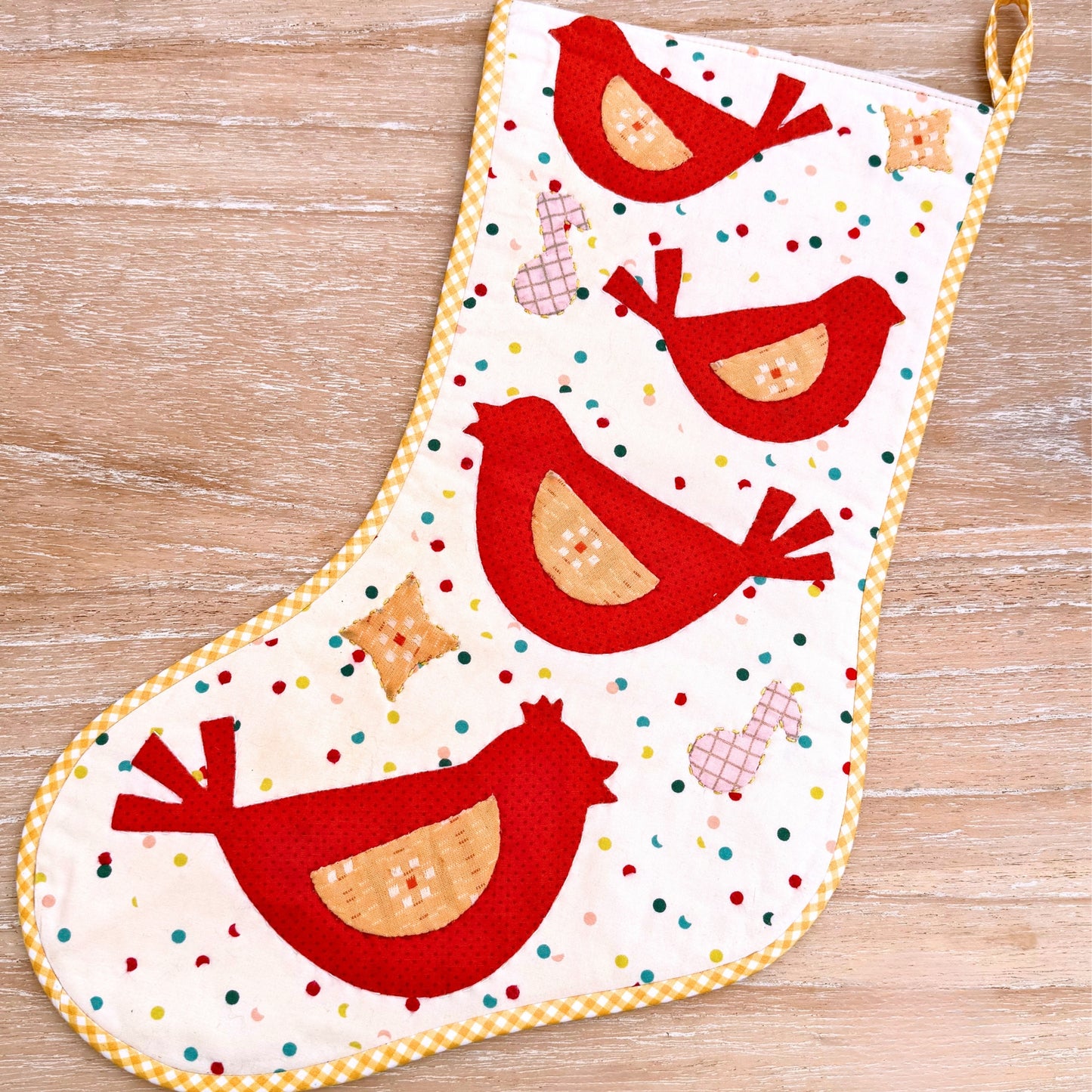 Four Calling Birds Stocking PDF Pattern – 12 Days Stocking Series #1