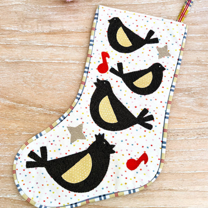 Four Calling Birds Stocking PDF Pattern – 12 Days Stocking Series #1