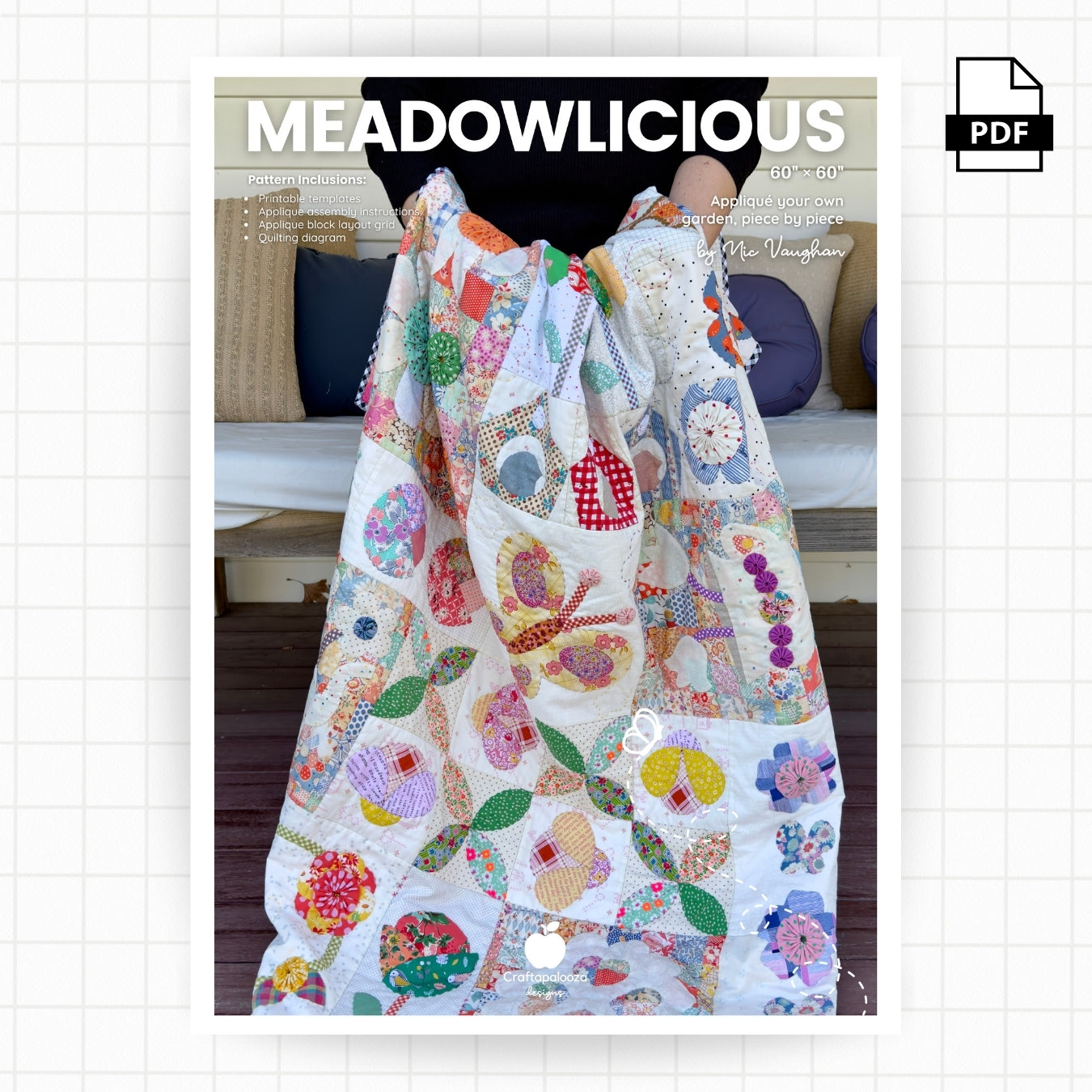 Meadowlicious Quilt PDF Applique Pattern