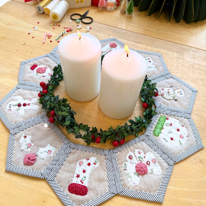 Hollygon Wreath PDF Pattern (Quilt-As-You-Go Wreath or Table Centrepiece)