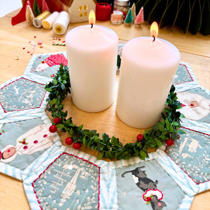 Hollygon Wreath PDF Pattern (Quilt-As-You-Go Wreath or Table Centrepiece)