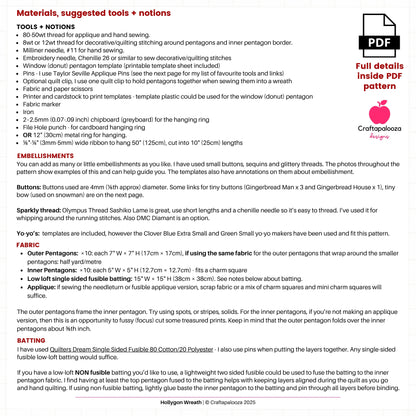 Hollygon Wreath PDF Pattern (Quilt-As-You-Go Wreath or Table Centrepiece)