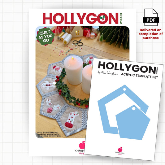 Hollygon Wreath PDF Pattern (Quilt-As-You-Go Wreath or Table Centrepiece)