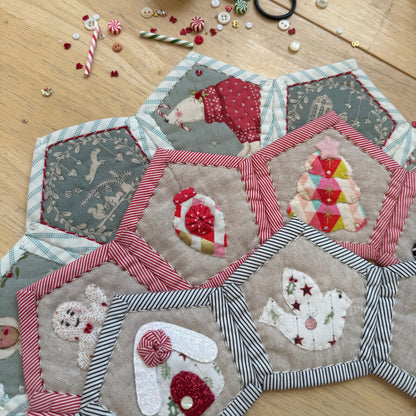 Hollygon Wreath PDF Pattern (Quilt-As-You-Go Wreath or Table Centrepiece)