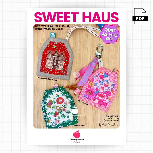SweetHaus PDF Pattern: Quilt-as-you-go - Bag Charm | Christmas Ornament | Needle Nest