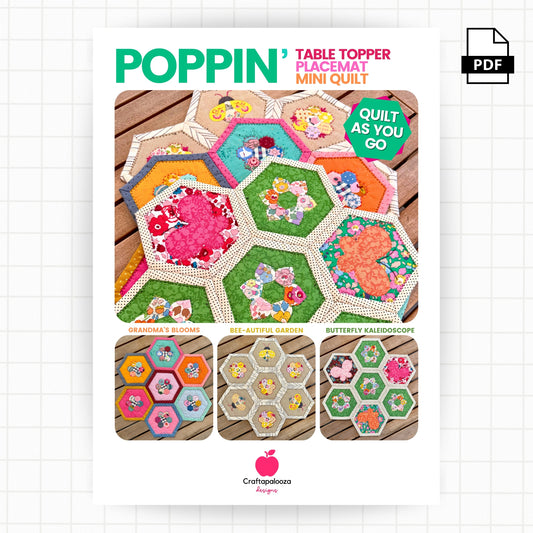 Poppin' Table Topper | Placemat | Mini Quilt: PDF Pattern