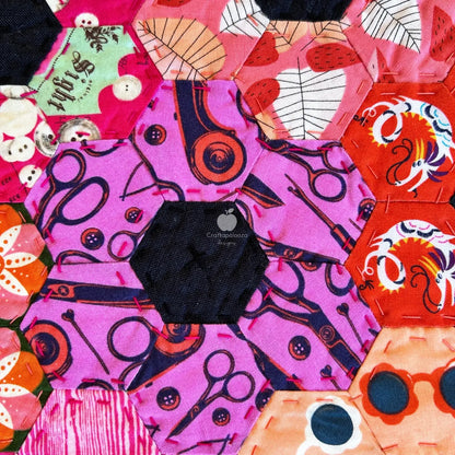 Hey Hexy Pillow PDF Pattern (18in x 18in/45cm x 45cm) - Hand Sew Hexagons Without Papers