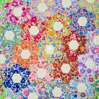 Hey Hexy Pillow PDF Pattern (18in x 18in/45cm x 45cm) - Hand Sew Hexagons Without Papers