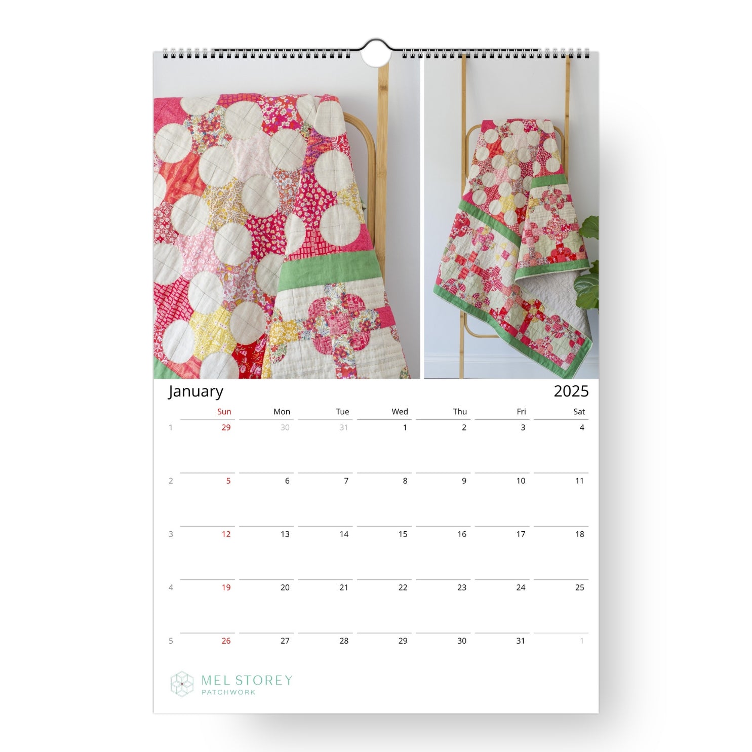 2025 Patchwork Calendar (US & CA)