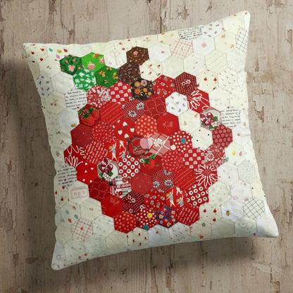Apple - Lutely Pillow PDF Pattern (18in x 18in/45cm x 45cm) - Hand Sew Hexagons Without PapersCraftapalooza DesignsPillow | Cushion