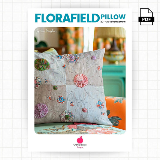 Florafield Pillow PDF Pattern (20in x 20in/50cm x 50cm)Craftapalooza DesignsPillow | Cushion