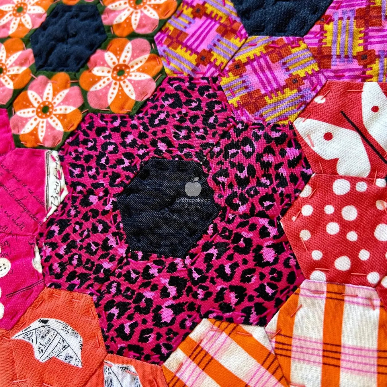 Hey Hexy Pillow PDF Pattern (18in x 18in/45cm x 45cm) - Hand Sew Hexagons Without PapersCraftapalooza DesignsPillow | Cushion