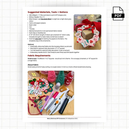 Merry Stitchmas EPP Ornament PDF PatternCraftapalooza DesignsPDF Pattern