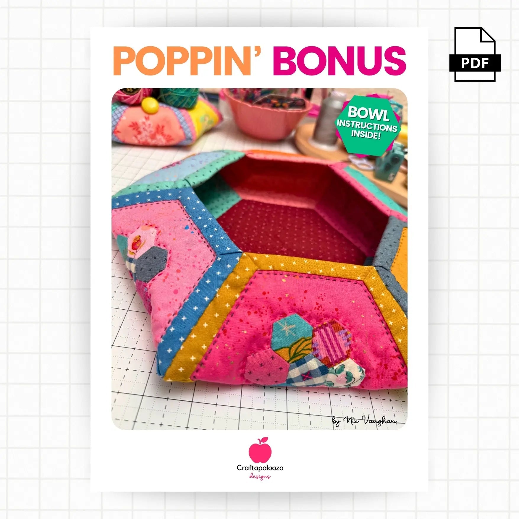 Poppin' Table Topper | Placemat | Mini Quilt: PDF PatternCraftapalooza DesignsPDF Pattern
