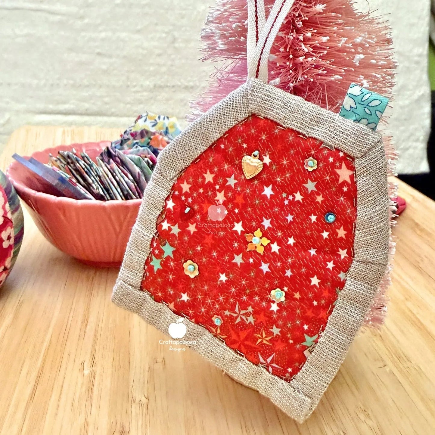 SweetHaus PDF Pattern: Quilt - as - you - go - Bag Charm | Christmas Ornament | Needle BookCraftapalooza DesignsPDF Pattern