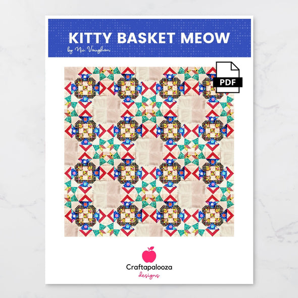 Kitty Basket Meow Quilt BlockCraftapalooza DesignsPDF Pattern